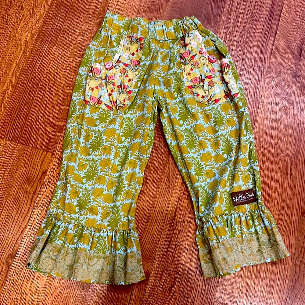 Matilda Jane size 8 green floral pants
